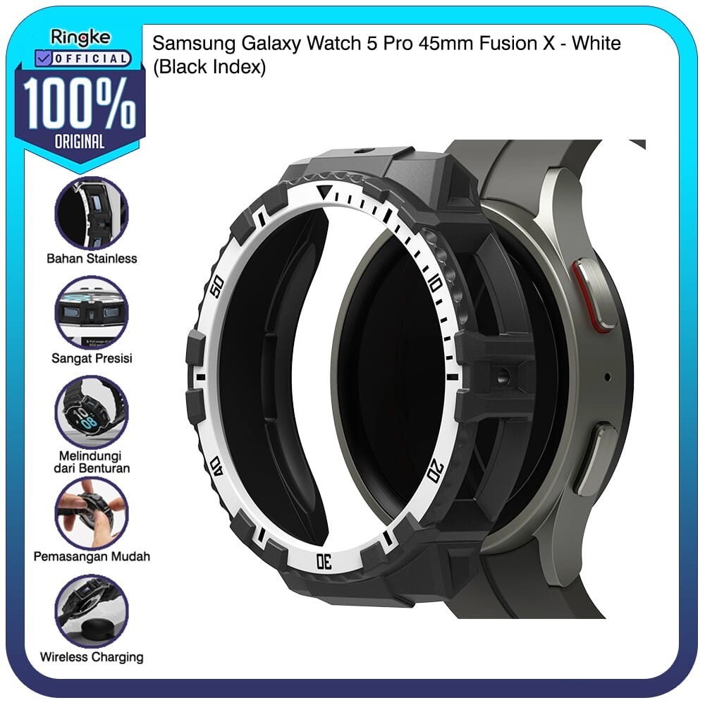 Ringke Samsung Watch 5 Pro 45mm Fusion X White (Black Index) Tipis