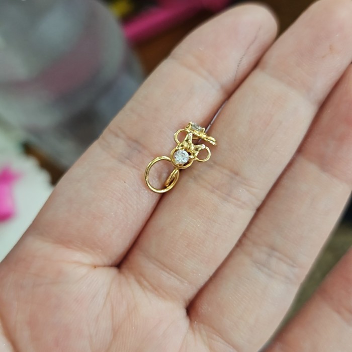 [COD] Anting Toge End Loop Anak Mickey Mouse Polos Emas Asli 375 8K Karakter Terbatas