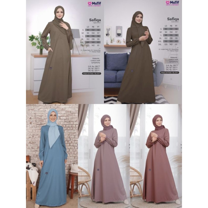 GAMIS MUTIF SAFIQA (RUGBY BROWN, RUSSET BROWN, BLUE FLINT,  PURPLE, ROSE ANK)