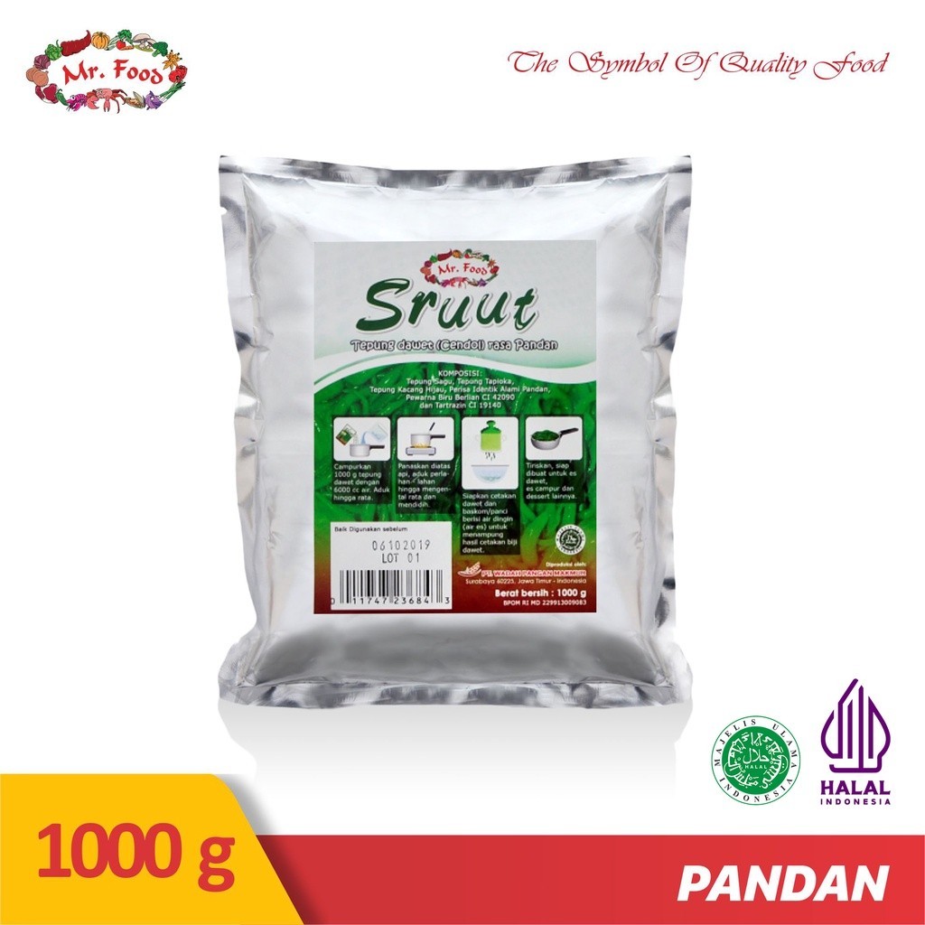 

Tepung Dawet Sruut Mr. Food Hijau / Pandan Kemasan 1000Gr / 1Kg