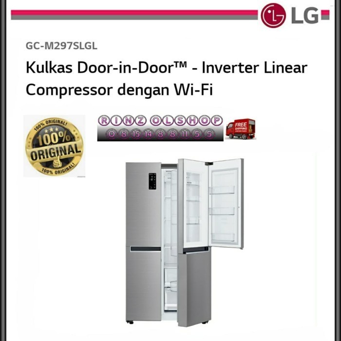 [Baru] Kulkas Lg Gc-M297Slgl Side By Side Inverter Linear Wifi Door In Door Berkualitas