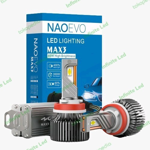 [New] Lampu Led Mobil H4 60 Watt Garansi / Led Nao Max3 H4 60 Watt Berkualitas