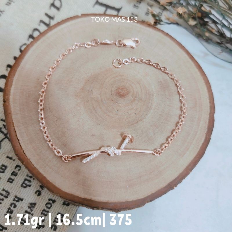 WAJIB TANYA STOK Realpict Gelang Rantai Paku Model Fashion Emas Asli Kadar 375