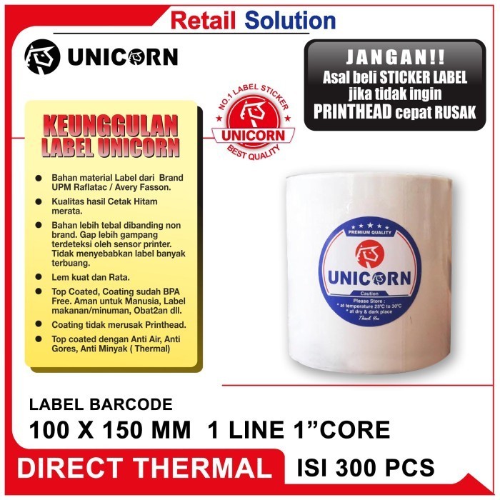 

Stiker Label Barcode Resi Alamat Uk A6 100X150 Mm Isi 300Pcs - Thermal