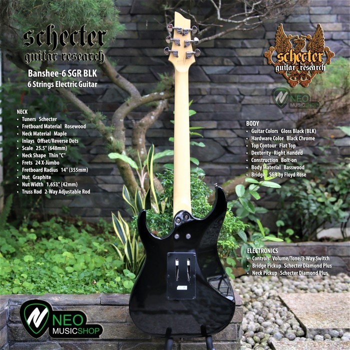 PROMO SCHECTER BANSHEE-6 FR SGR GLOSS BLACK 6 STRINGS ELECTRIC GUITAR #ORIGINAL