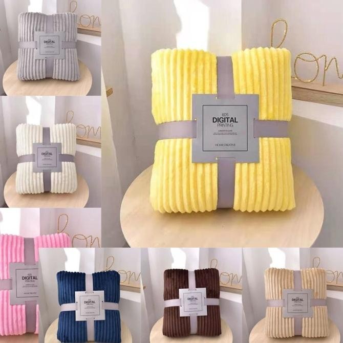 Selimut Bulu Salur Halus Polos uk 200x230