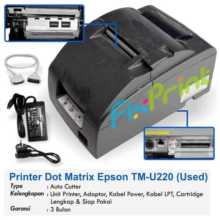 Printer Kasir Bekas Epson Tm-U220 Tmu220 (Auto Cutter) + Adaptor Murah Best