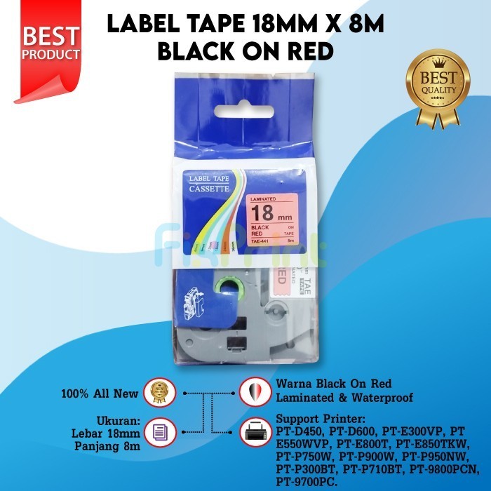 

Compatible Label Tape Laminated Tze-441 18Mm X 8M Black On Red New Best