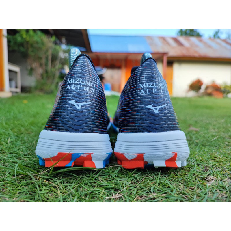 [MAD SPORT] Sepatu Futsal Mizuno Alpha Elite AS sol tapak gerigi mini soccer - Black Ignition Red