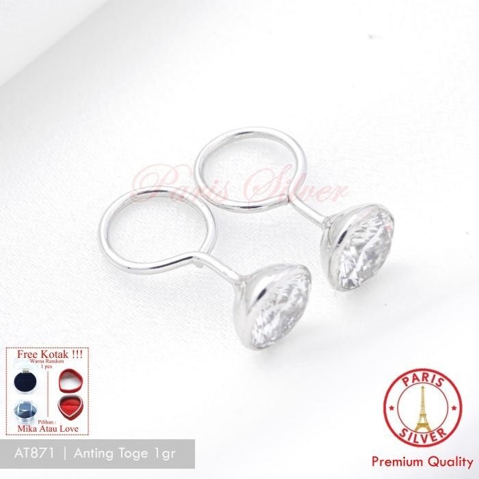 BISA COD - ANTING TOGE KECIL BAYI PERMATA PERAK 925 LAPIS EMAS GIWANG TEKUK