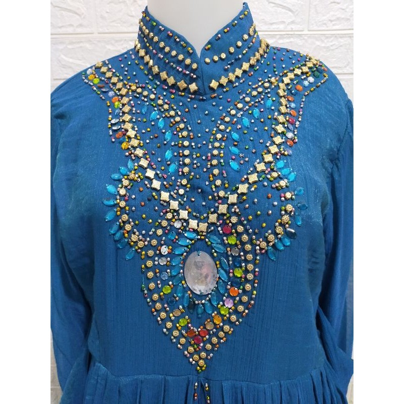 kaftan model arab biru preloved