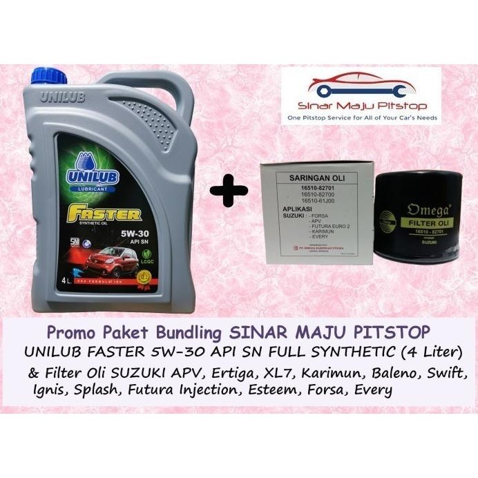 For Sale Paket Oli Mobil Unilub Faster 5W-30 & Filter Oli Suzuki Ignis & Splash Hemat