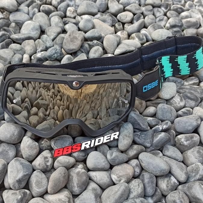 Kacamata Goggle cross trail Osbe Barstow Hitam full set