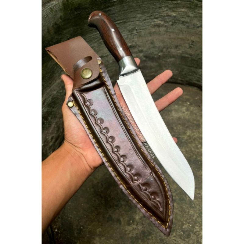 PISAU FILLETING Kulit Seset Baja HSS Bekas Gergaji Batu Fulltang Sarung Kulit