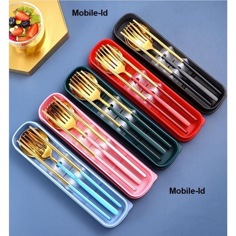 

[PREMIUM] Sendok Makan Stainless Set, Sendok Garpu Sumpit Portable