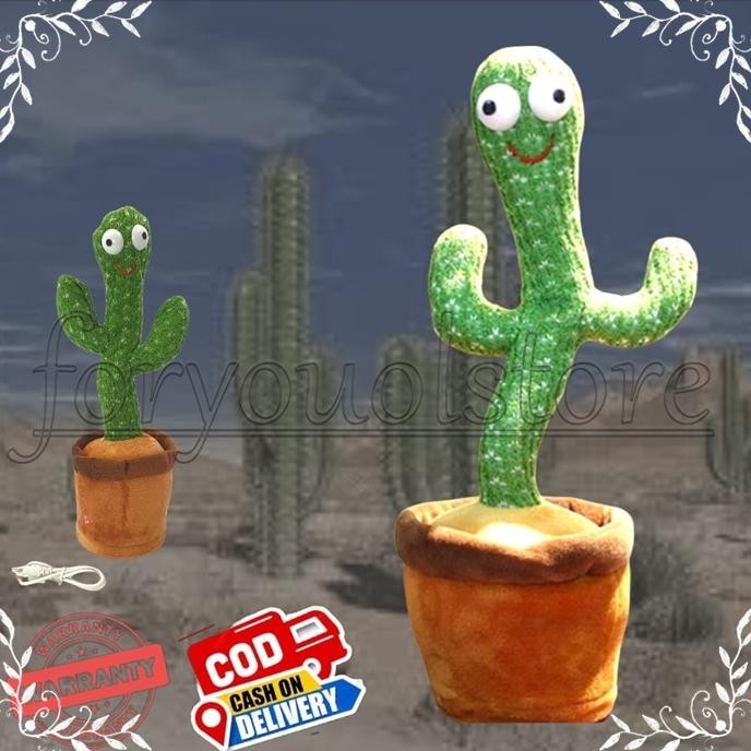 TRU Mainan Kaktus Goyang Joget Bisa Bicara Rechargeable Batre ( Batre Yang Dapat di Charger ) / Bone