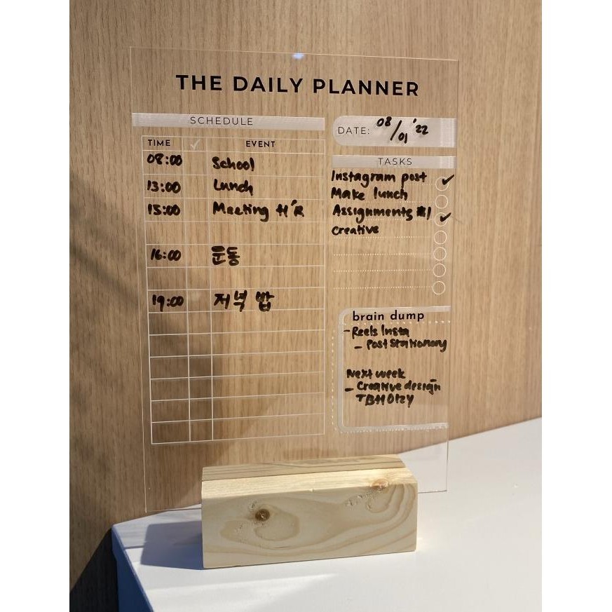 

hap The Daily Planner Acrylic Akrilik Free Marker dan Kayu Penyangga