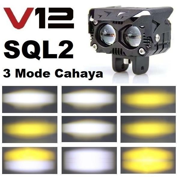 Recomend Lampu Tembak Sorot LED Laser Gun V12 SQL2 SQL 2 Mata Motor Mobil D2 ,,