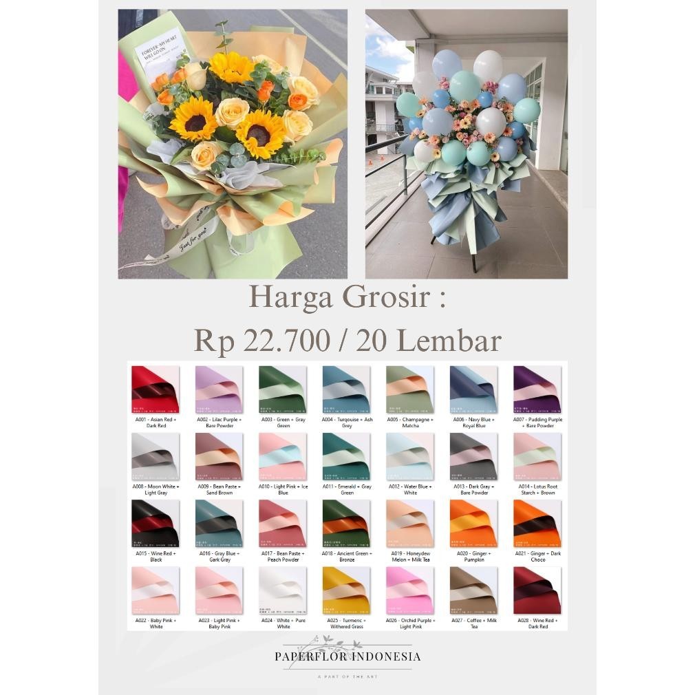 

Big Sale (20 LEMBAR) BICOLOR CELLOPHANE - KERTAS WRAP PEMBUNGKUS BUNGA Berkualitas