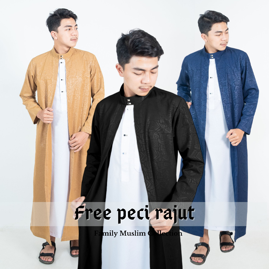 TRAWIH LEBARAN 2024 // Jubah pria luaran gamis premium lengan panjang motif terbaru gamis AL-AZHAR