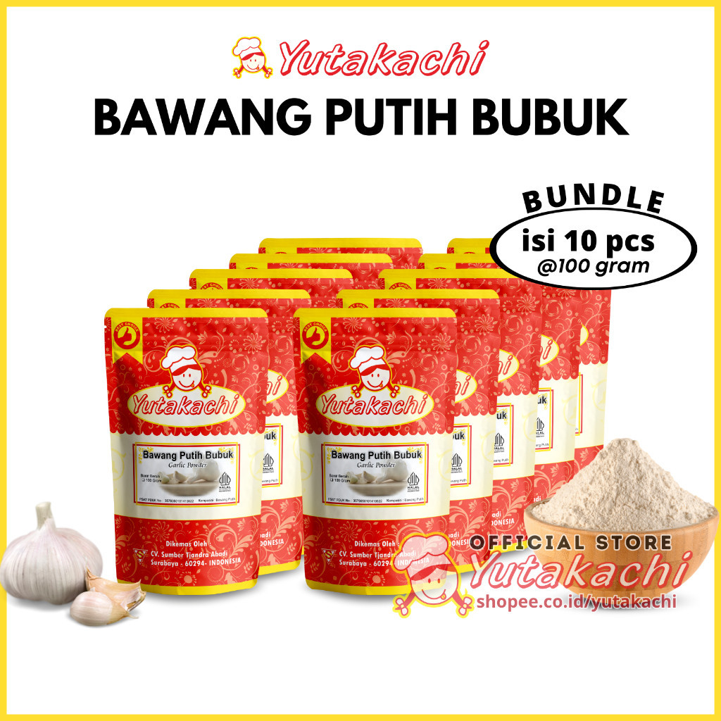 

[BUNDLE] Bawang Putih Bubuk 1 KG Yutakachi (100gr x 10 pcs) / Garlic Powder Bumbu Masak Rempah Dapur