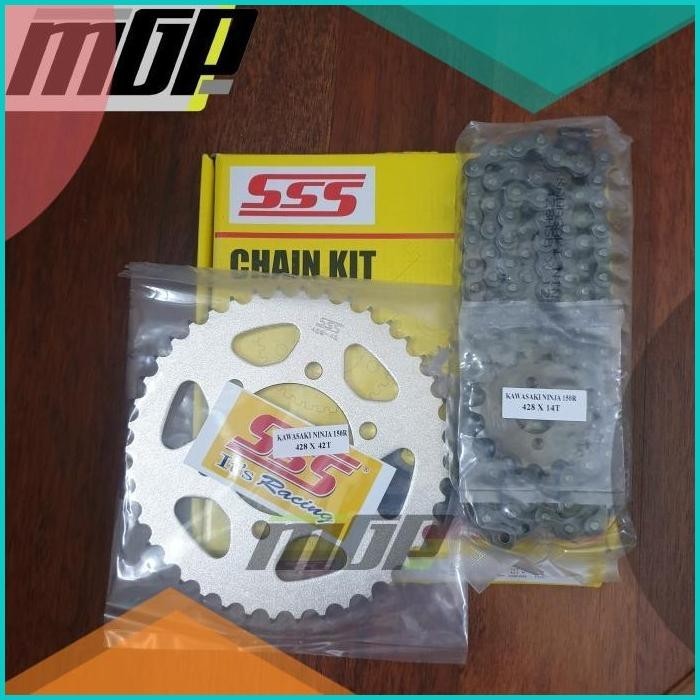 GIR CHAIN KIT GEAR SET NINJA 150R UK DPN 14T BLKNG 42T ORI SSS RACING