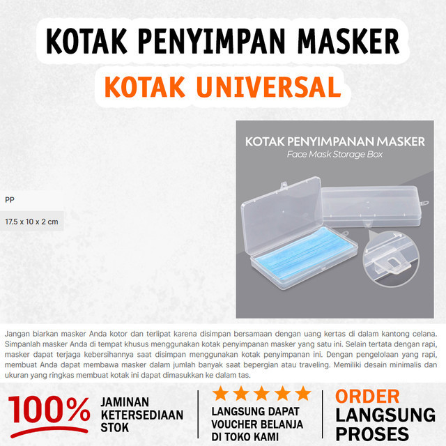 Kotak Penyimpan Masker Face Mask Storage Box- transparant