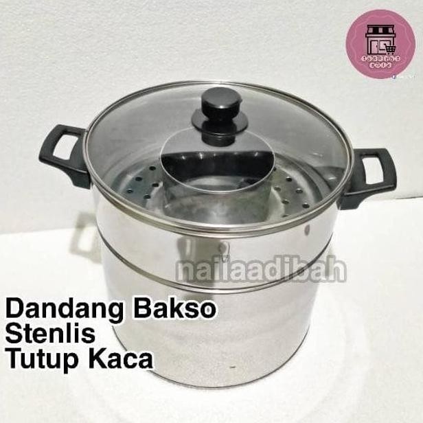 BARU Dandang BAKSO uk 26 dan 28 cm stenlis tutup kaca panci