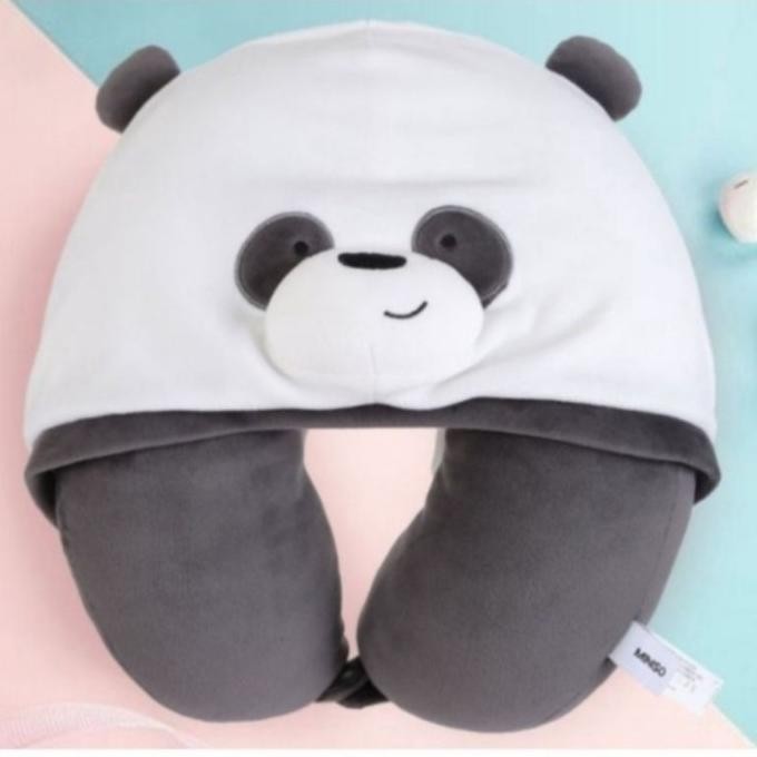 Miniso Bantal Leher Dengan Hoodie Karakter We Bare Bears