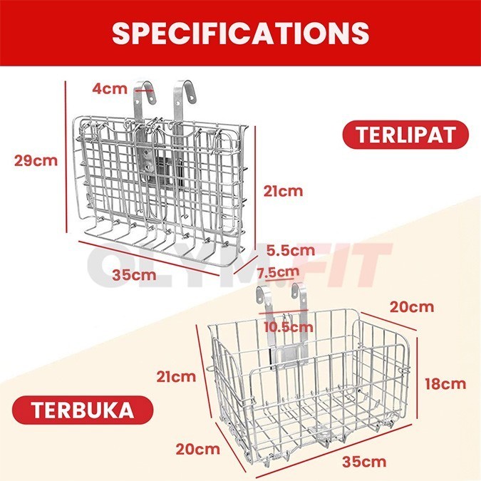 Keranjang Sepeda Lipat Foldable Basket Untuk Sepeda Dewasa MTB Lipat