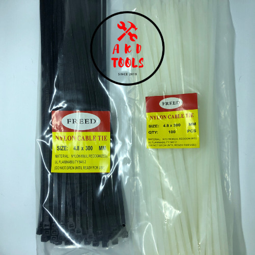 

Kabel Tis Ties / Cable Tie TEBAL 4.8 x 300mm(30cm) Putih / Hitam