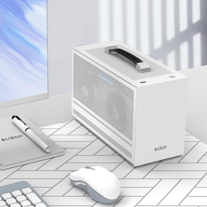 PCCooler Mini I100 Pro Mesh ITX Case For PC + Riser Vertical GPU