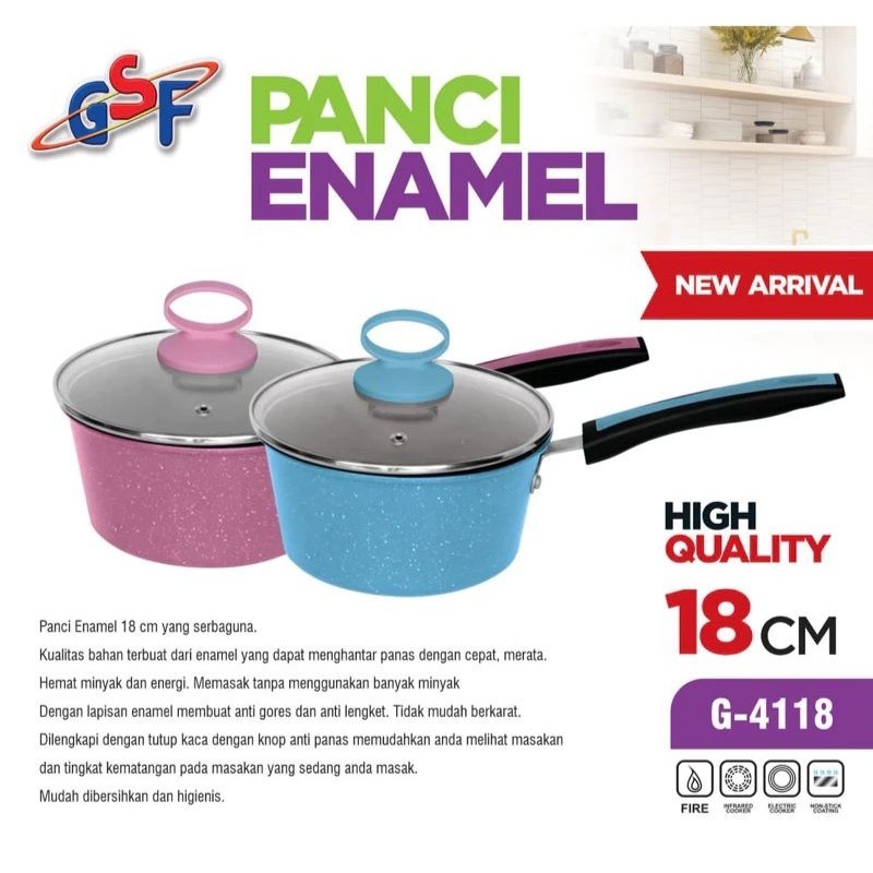 Panci Susu Gsf Panci Enamel 4118 Panci Warna Steamer Stainless Termurah Panci Ganggang Panci Kukusan