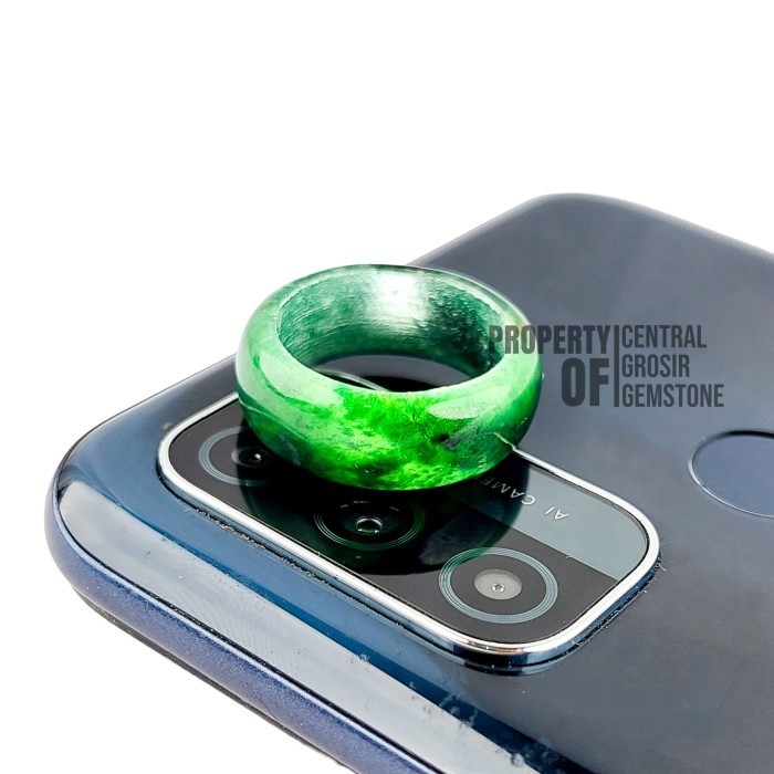 Cincin - Cincin Hitam Polos Pria Wanita Batu Giok Asli Natural Jadeite Jade