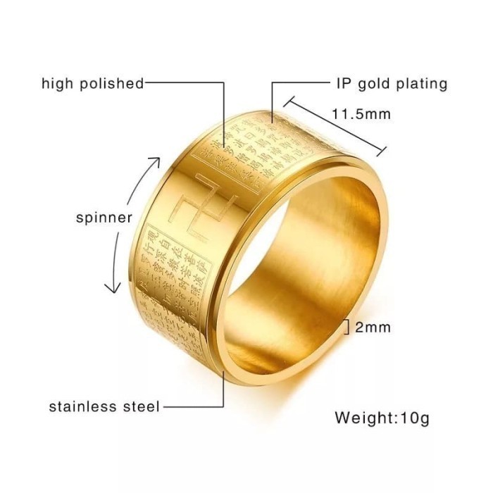 Cincin - Cincin Buddha Gold Plating Sutra Tripitaka Paramita Pria Dan Wanita