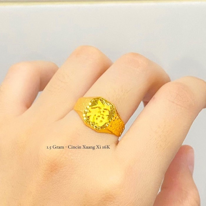 Cincin - Cincin Emas Asli Kadar 70 16K Pria Cowok Hoki Keberuntungan Xuang Xi