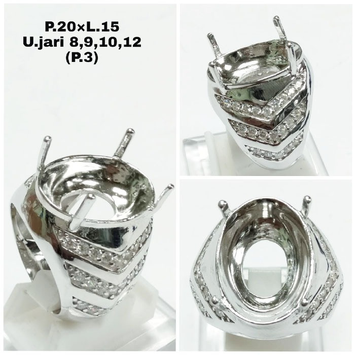 Cincin - Cangkang Cincin Perak Pria Ikat Batu Cincin Perak Emban Silver 925