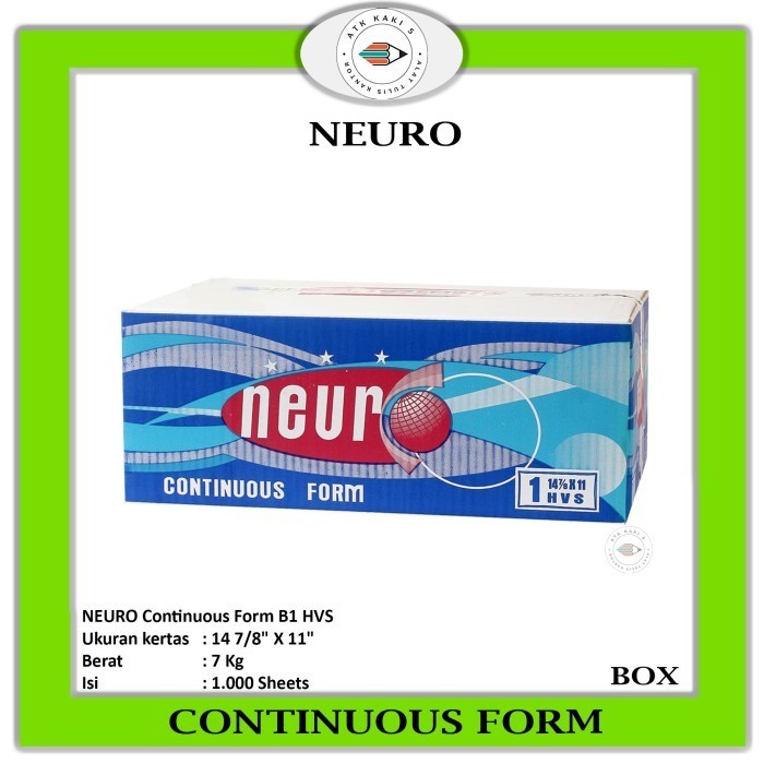 

JUAL Continous Form 14 7/8 x 11 1Ply ( B1 Neuro ) HVS / Kertas Komputer