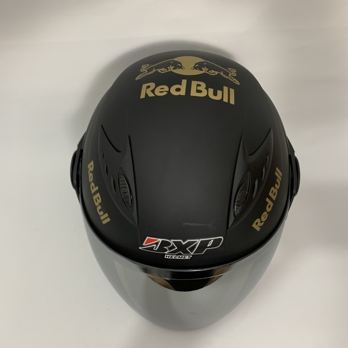 Helm - Helm Vision Redbull (Gold) Hitam Doff -Kaca Iridium/Silver/Rainbow