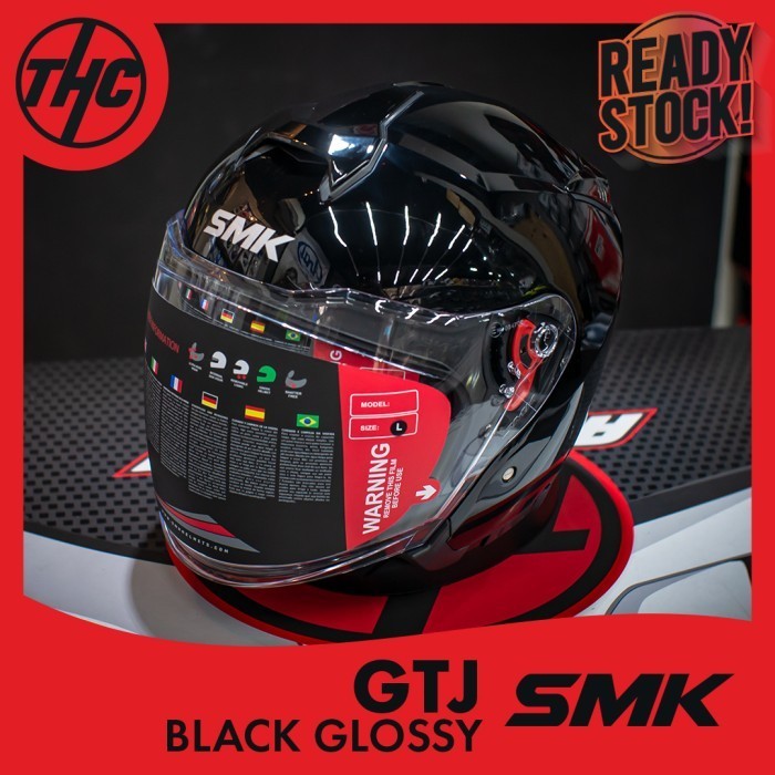 Helm - Helm Smk Gtj Black Glossy Half Face Helmet Smk