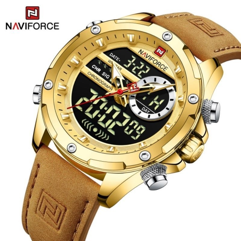 Jam tangan Pria Naviforce 9208 Original Water Resist Dual Time