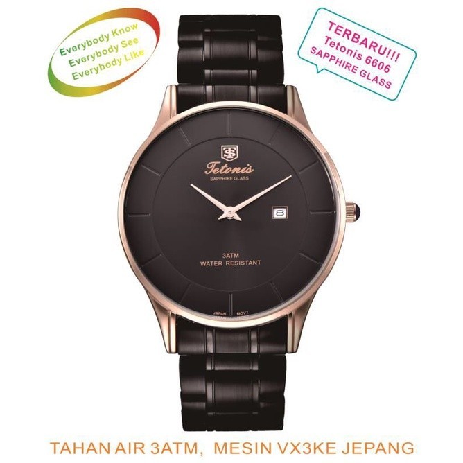 Jam Tangan Business Pria Tetonis Original Anti Air Anti Gores Pisau Kaca Saphire