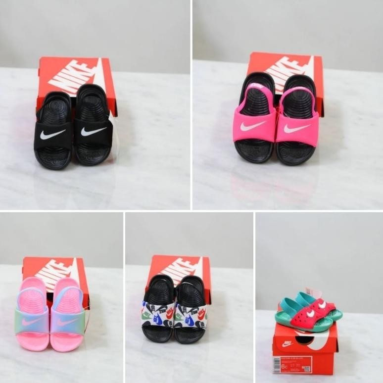PROMO Sandal Nike Kawa Slide Chinelo TD Black Blue Pink Toddler Baby Sepatu Sandal Anak Premium MURA