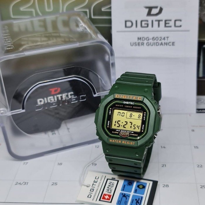 Jam Tangan Pria Digitec Dg 6024 Hijau Digital Original