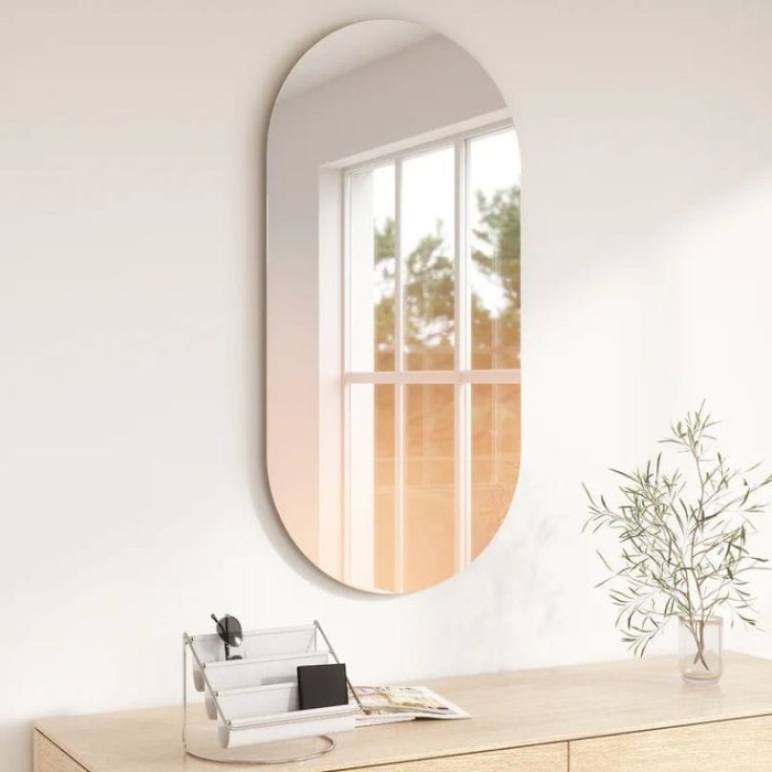 Cermin - Cermin Aesthetic Led Oval Kaca Dinding Wastafel Kamar Mandi Aesthetic