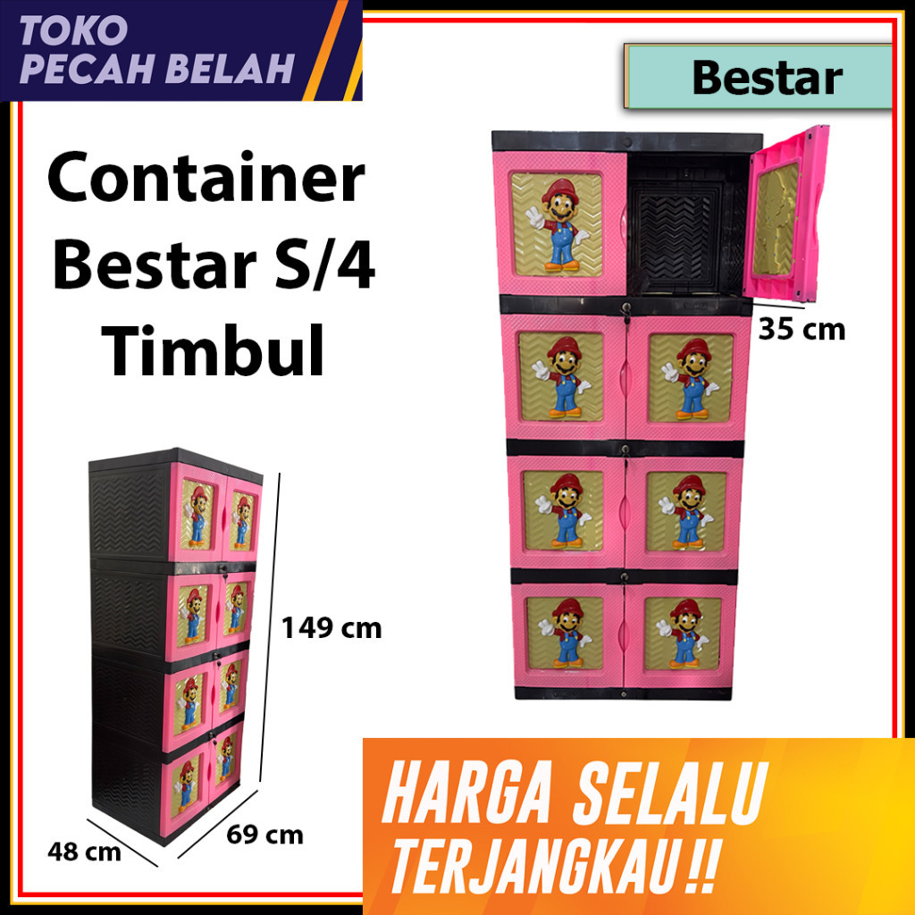 Container Lemari Pakaian Bestar susun 4 Timbul
