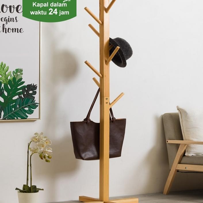 Stand Hanger Kayu/Stand Hanger/Gantungan Topi Multifungsi/Gantungan Tas Dan Topi /Rak Mantel Kayu /R