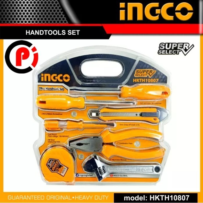 INGCO 7Pcs Tool Set Handtools Perkakas Obeng Tang Meteran Kunci Cutter