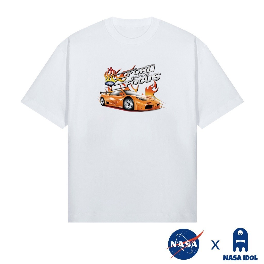 NASA IDOL&Ciptaan Bersama T-Shirt Kaos Oversize Pria Putih B041