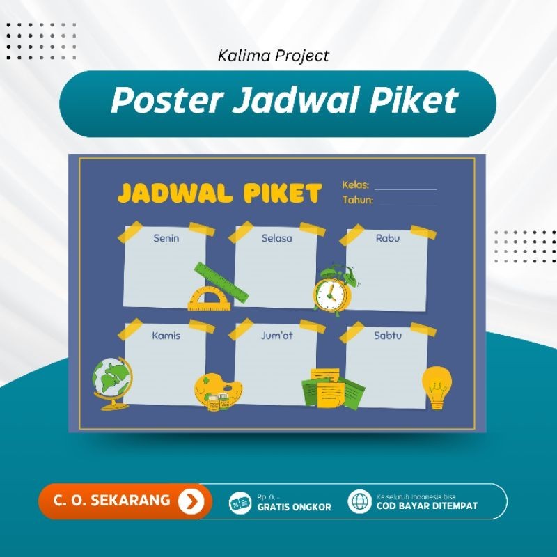 

017 Poster Jadwal Piket Pelajaran Sekolah Poster Jadwal Mapel Kelas
